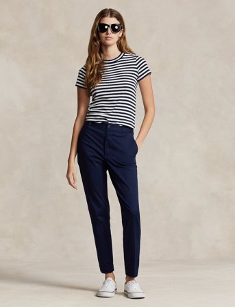 Polo Ralph Lauren Cropped Slim Fit Twill Chino Pant - Navy - 36