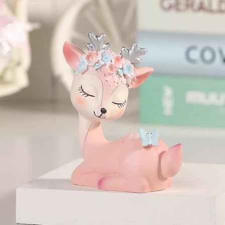 1 st, Kreativa små heminredningsprydnader, vardagsrum, TV-bänk, veranda, modernt skrivbord, söta hjortdekorationer - bedårande rosa