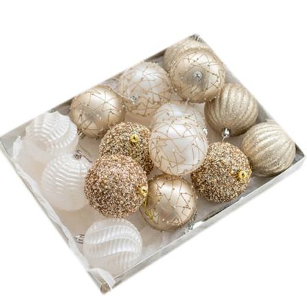 Champagne Julgranskulor Set Julgransdekoration 3pcs 8cm