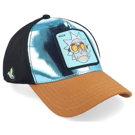 Capslab - Blå trucker Keps - Rick & Morty Rick Black/Turqouise/Brown A-Frame Trucker @ Hatstore