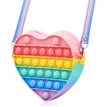Leksakshandväska, silikonväska med justerbara band, anti-stress