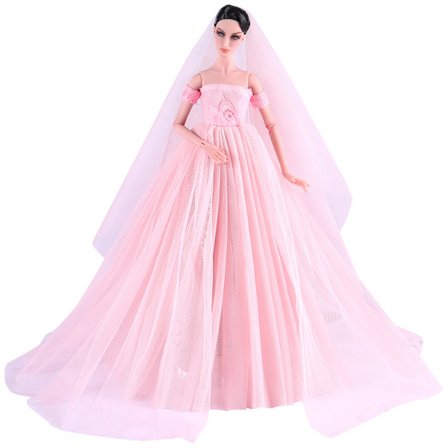 1 paket handgjorda dockakläder och tillbehör inklusive 5 bröllopsklänningar för 11,5 tums dockor (rosa)