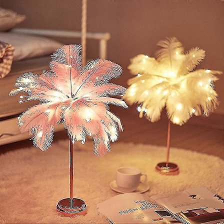 Led fjerlampe bordlampe lille natlampe soveværelse pige hjerte sengebordslampe