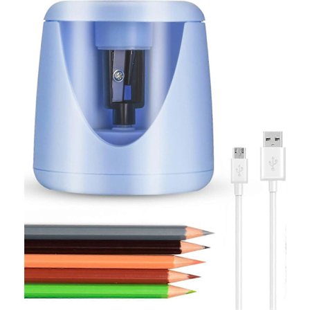 Sähköinen teroitin, ladattava USB-akkuvirtalähde luokkahuoneeseen No.2/värillisille lyijykynille (6-8mm) (Sininen)[CO]