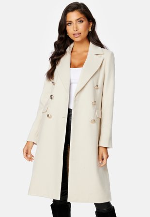 Chiara Forthi Donatella Wool Blend Coat Ivory white Klær