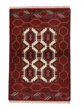 84X125 Tappeto Turkaman Orientale Nero/Rosso Scuro (Lana, Persia/Iran) Carpetvista