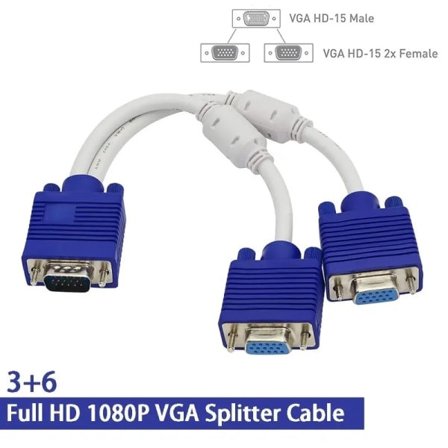 VGA Splitter Kabel Dubbel VGA Monitor Y Kabel 1 Hane till 2 Hona Adapter Konverterare