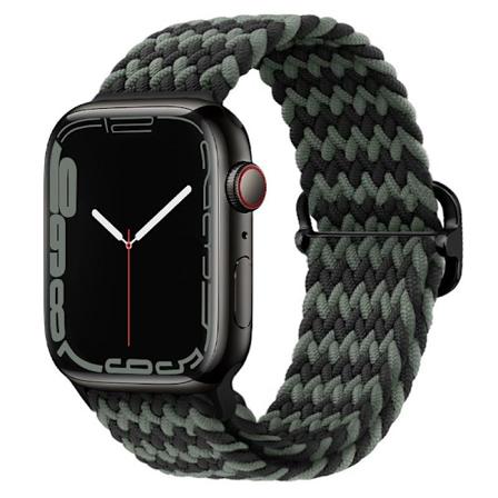 Apple Watch armbånd i flettet nylon 42/44/45 DarkGr 42/44/45 - Black+Green DarkGreen