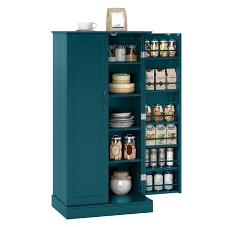 COSTWAY Buffet-Keittiökaappi - 2 Ovea, 6 Säädettävää Hyllyä, Kaatumisenestolaite - Olohuone, Ruokailuhuone - Vihreä