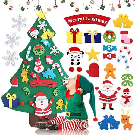 3,2ft DIY filt juletræ sæt til børn pynt juledekorationer væg dør