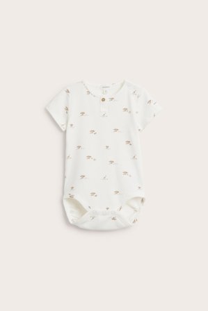 Newbie | Lyhythihainen kuviollinen body | Luonnonvalkoinen