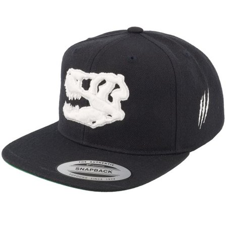 Kiddo Cap - Svart snapback Keps - Kids 3d White Dinosaur Skull Black Snapback @ Hatstore