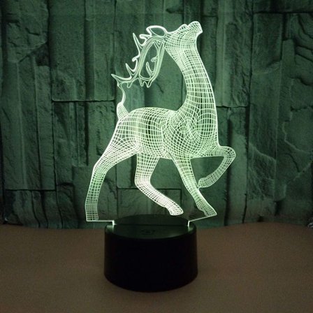 Yövalo Akryyli 3D Valo Peura Värikäs Visuaalinen 3D Yövalo Lastenhuone USB Led Valo Lamppu Led Yövalo