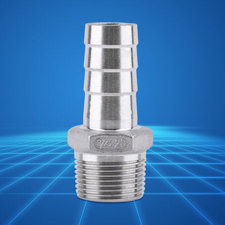 Rustfritt stål 304 hann-gjenge rørfitting Barb slangehale-kobling (3/4"x20mm)