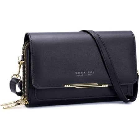 Truyuety Justerbar Crossbody-väska för kvinnor, kompakt, lättviktig, lätt att bära, multifunktionell design, svart (One Size)