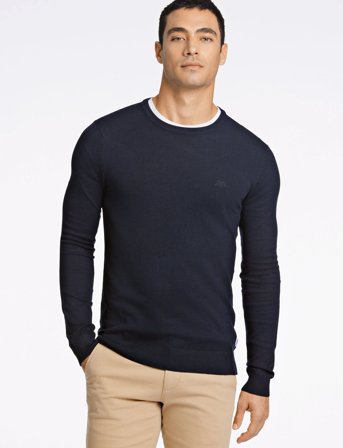 Lindbergh Ecovero L/S O-Neck Knit - Navy - XXXL