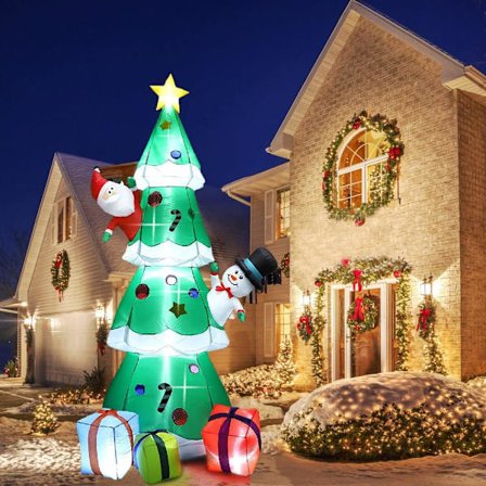 8FT Juletræ Opblæsbar Dekoration, Juletræ Indbygget
