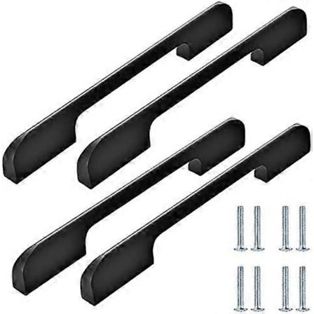 [4 stykker] 192 mm kjøkkenskaphåndtak, svarte skaphåndtak i rustfritt stål, matt svart skaphåndtak, rekkverkshåndtak passer