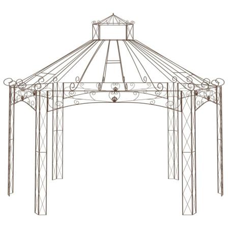 Vidaxl Trädgårdspaviljong Antikbrun 558x350x408 Cm Järn Brun