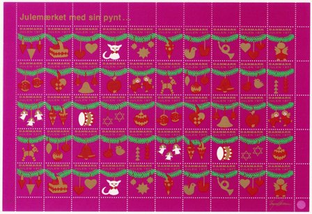 Danmark - Julemærkeark 1977 - Utakket på den venstre side - Ubrugt eller foldet