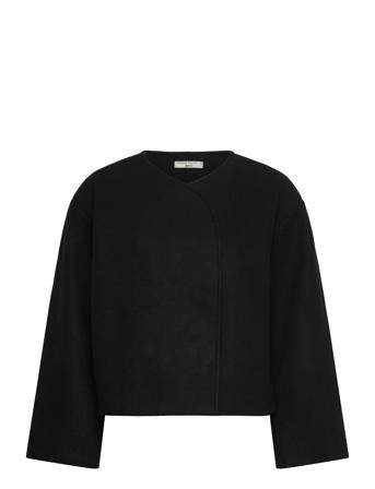 Round Neck Short Jacket Uldjakke Jakke Black Gina Tricot