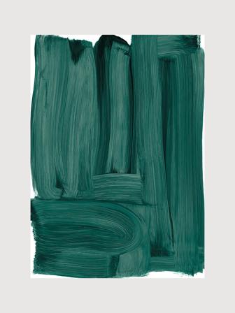Abstrakt poster med målning av penseldrag i grönt | Kunstary.com, 70x100 cm