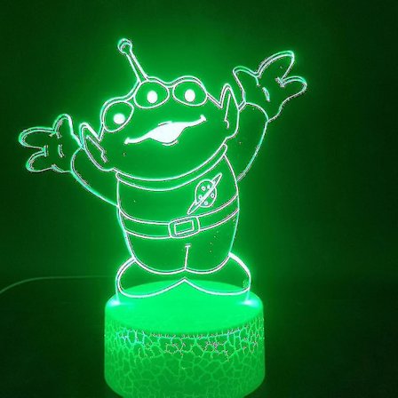 Toy Story Aliens 3D LED Yölamppu Yöpöytälamppu Värinvaihtava