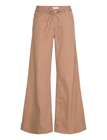 Wide Leg Jeans With Stripes And Belt Brown Mango