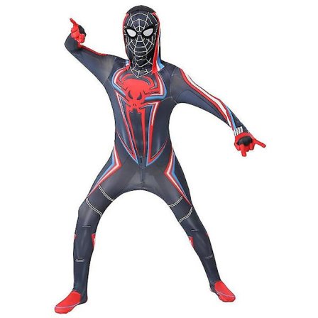 Svart Spiderman Onesie Voksen Cosplay kostyme for barn 130cm