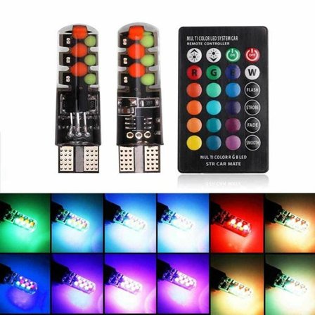 2 stk. T10 COB RGB LED 6SMD bilpærer Flerfargede lyspærer
