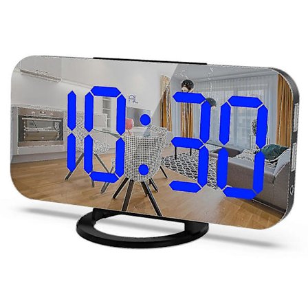 Højt Vækkeur Med Sengeryster Til Dybe Sovere, Dobbelt Vibrerende Vækkeur Med USB-Oplader Til Døve Og Hørehæmmede (blå På Sort)