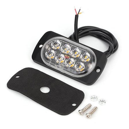 12-24V 24W Ultraohut 8 LEDit kirkasta IPX-4 Strobe-turvallisuusvaroitusvalo Signaalin sivuvalolamppu Keltainen valo