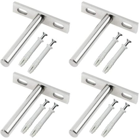 Metalbeslag til svævende hylder - Rustfrit stål - 79 mm - 4 stk.