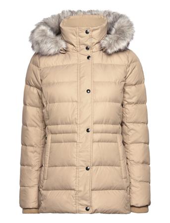 Tyra Down Jkt With Fur Foret Jakke Beige Tommy Hilfiger