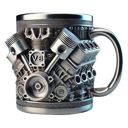 Personlig Rostfri Mugg med Motor-tema, Kreativ 3D Bilmotor V8-WELLNGS