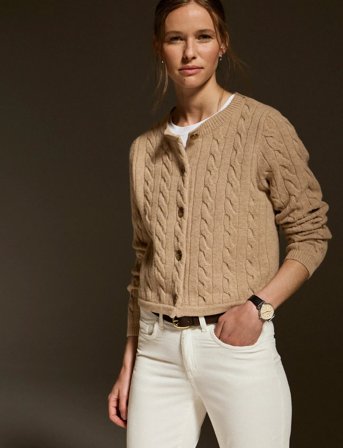 Newhouse Johanna Cable Cardigan - Brown - M