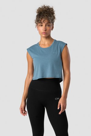 ICANIWILL - Stride Cropped Tank Wmn Steel Blue - Dame - ICIW