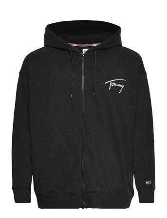 Tjw Crv Ovsd Signature Zip Thru Hoodie Svart Tommy Jeans