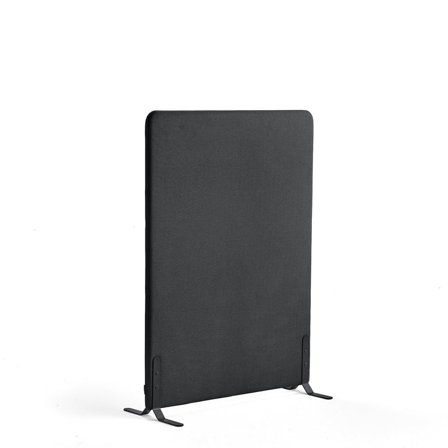 Floor screen ZONE, 1360x1000x46 mm, fabric Hush, black legs, dark grey