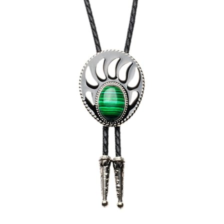 Bolo slips med björn fånga och ädelsten keltisk parterre stil Green 1