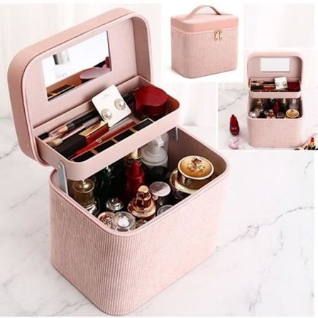 (Sakura Rose) Musekey Hård Vanity Case Makeup Taske Kosmetiktaske til Kvinder Toilet Taske til Piger Opbevaringsboks Håndtasker Sakura