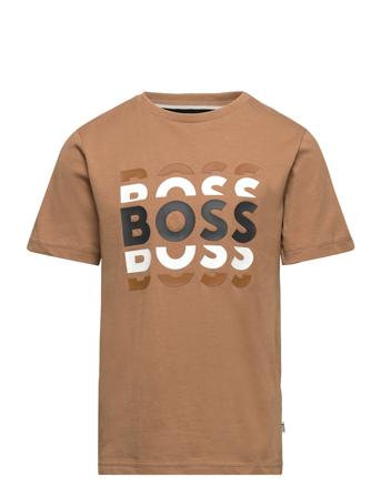 Short Sleeves Tee-Shirt T-shirts Short-sleeved Brun BOSS*Betinget Tilbud
