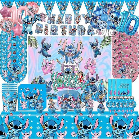Stitch fødselsdagsfest dekoration Lilo og Stitch tema bordservice sæt kop tallerken vinkel ballon tilbehør til børn drenge piger