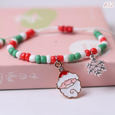 Jultema Flätat Rep Armband Santa Claus Älg Xmas Tree