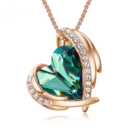 Halsband med hjärtformad berlock för kvinnor, silverfärgad roséguld