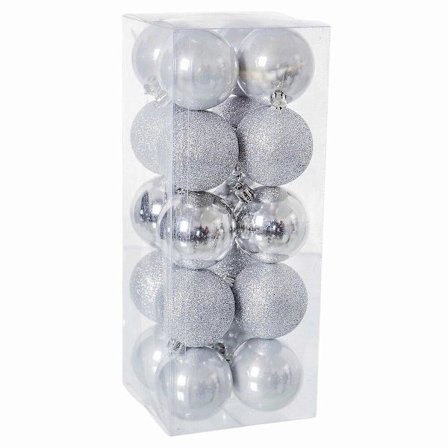 Julgranskulor Silver Plast 6 x 6 x 6 cm (20 stycken)
