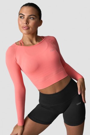 ICANIWILL - Define Seamless LS Crop Top Wmn Light Pink Peach - Dames - sportkleding van ICIW
