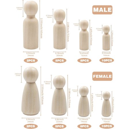 50 Træfigurer til Maling, Træfamilie Figurer