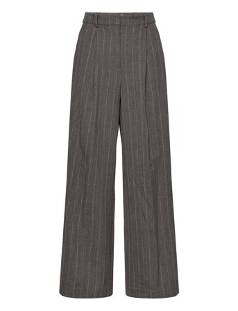 Carlotta High Waist Wide Pants Trousers Suitpants Grå By Malina*Betinget Tilbud
