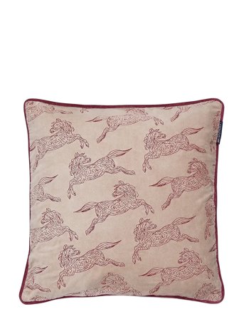 Lexington Home Horses Organic Cotton Velvet Pillow Cover - Burgundy - 50X50